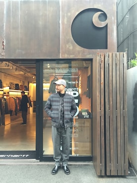 「Carhartt WIP（カーハートダブリューアイピー）のアイテム（帽子）」を使った、SUWMANさん（メンズ・178cm）の秋コーディネート