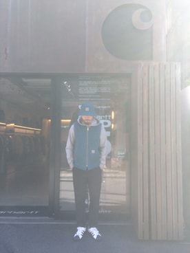 「Carhartt WIP（カーハートダブリューアイピー）のアイテム（帽子）」を使った、SUWMANさん（メンズ・178cm）の秋コーディネート