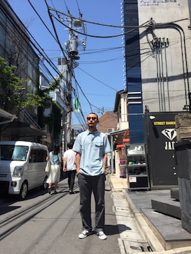 「アイテム（サングラス）」を使った、SUWMANさん（メンズ・178cm）の夏コーディネート