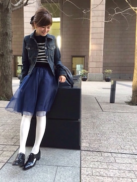 「ボーダーニット」｜「アイテム（ワンピース/ドレス）」を使った、kinoさん（レディース・156cm）の冬コーディネート