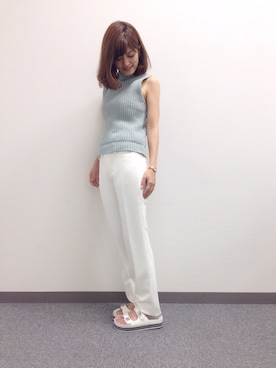 「ノースリーブニット」｜kinoさん（レディース・156cm）の夏コーディネート