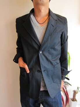 「BLACK&BLUE（ブラックアンドブルー）のアイテム（テーラードジャケット）」を使った、UNREALREALCLOTHESさん（メンズ・180cm）の夏コーディネート