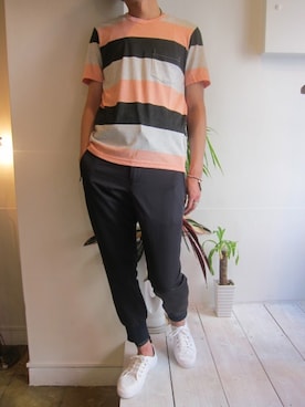 「THREE BLIND MICE（スリーブラインドマイス）のアイテム（パンツ）」を使った、UNREALREALCLOTHESさん（メンズ・180cm）の夏コーディネート