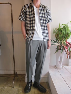 「soe shirts（ソーイシャツ）のアイテム（トップス）」を使った、UNREALREALCLOTHESさん（メンズ・180cm）の夏コーディネート