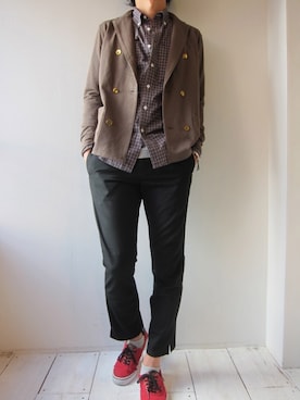 「soe shirts（ソーイシャツ）のアイテム（トップス）」を使った、UNREALREALCLOTHESさん（メンズ・182cm）の秋コーディネート