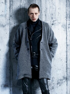 「THREE BLIND MICE（スリーブラインドマイス）のアイテム（ライダースジャケット）」を使った、UNREALREALCLOTHESさん（メンズ・180cm）の秋コーディネート