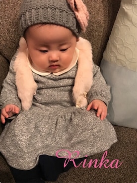 「アイテム（タイツ/ストッキング、ブルー系）」を使った、🌼Rinka🌼さん（キッズ・60cm）の冬コーディネート