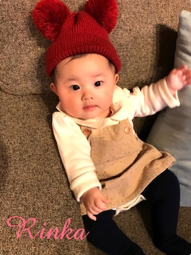 「アイテム（タイツ/ストッキング、ブルー系）」を使った、🌼Rinka🌼さん（キッズ・60cm）の冬コーディネート