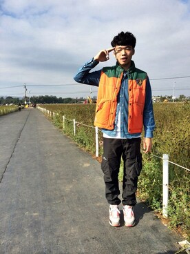 「アイテム（ダウンベスト、その他）」を使った、Mossさん（メンズ・178cm）の冬コーディネート