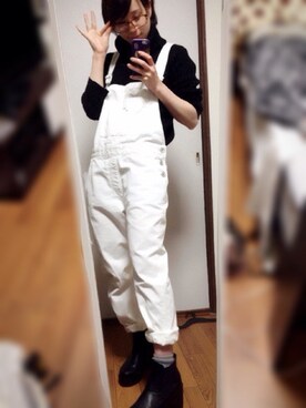 「アイテム（サロペット/オーバーオール）」を使った、しおさん（レディース・156cm・10代）の冬コーディネート
