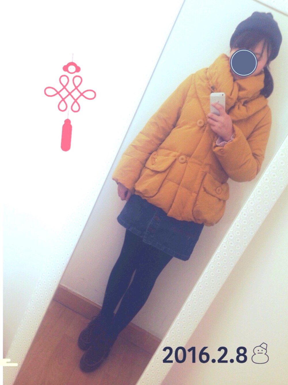 「AS KNOW AS PINKYのアイテム（ダウンジャケット/コート、イエロー系）」を使った、KIKIさん（レディース・168cm）の冬コーディネートの1枚目の写真