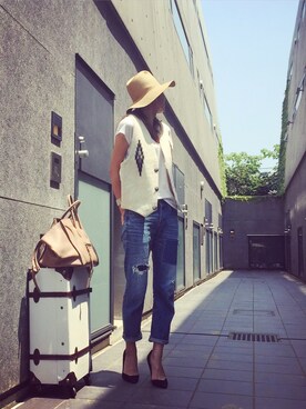 「madewell（メイドウェル）のアイテム（帽子）」を使った、M closetさん（レディース・169cm）の夏コーディネート
