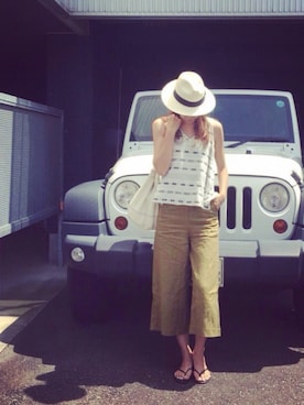 「genuine panama hat（ジェニュインパナマハット）のアイテム」を使った、M closetさん（レディース・169cm）の夏コーディネート