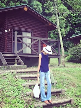 「genuine panama hat（ジェニュインパナマハット）のアイテム」を使った、M closetさん（レディース・169cm）の夏コーディネート