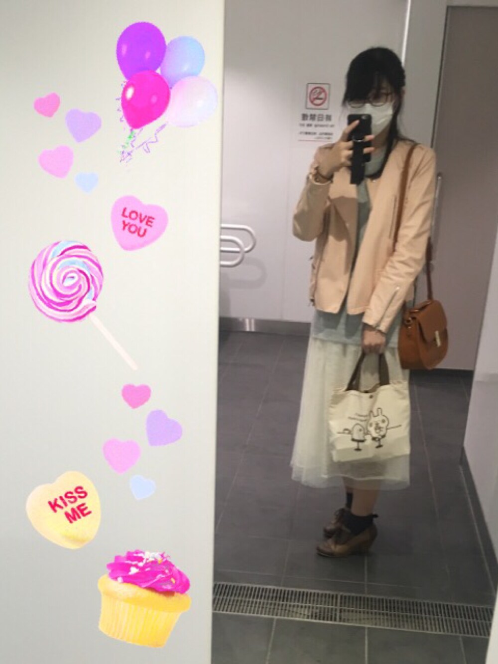 「秋のコーデ、休日スタイル、プチプラ、FOREVER 21、ピンク、ライダース、しまむら、ニット、ホワイト、今年の秋冬はピンク推し」｜「しまむらのアイテム（ニット/セーター、グレー系）」を使った、ゆりなさん（レディース・165cm）の秋コーディネートの1枚目の写真