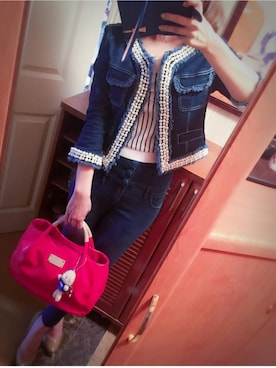 大hit 15秋の新作 デニムパールブルゾンを使った人気ファッションコーディネート Wear