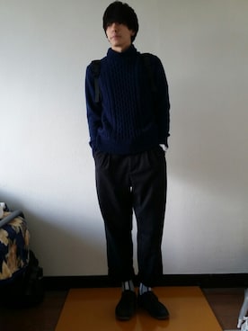 「BEN DAVIS（ベンデイビス）のアイテム（トートバッグ）」を使った、りょうたさん（メンズ・175cm）の秋コーディネート