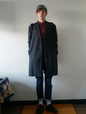「BEN DAVIS（ベンデイビス）のアイテム（トートバッグ）」を使った、りょうたさん（メンズ・175cm）の冬コーディネート
