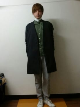「スウエットパンツ」｜「アイテム（チェスターコート）」を使った、りょうたさん（メンズ・175cm）の冬コーディネート