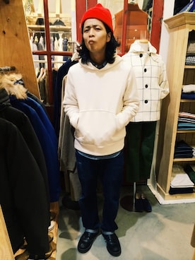 「US RAGS（ユーエスラグス）のアイテム（トップス）」を使った、ひらいわたくまさん（メンズ・171cm）の秋コーディネート
