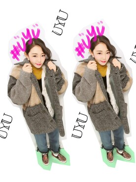 「H&M DIVIDED（エイチアンドエム　ディヴァイデッド）のアイテム（その他アウター）」を使った、ウユさん（レディース・157cm）の冬コーディネート