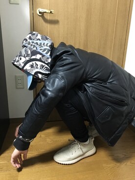 「alexanderwang（アレキサンダーワン）のアイテム（ライダースジャケット）」を使った、谷本 裕義さん（メンズ・175cm）の冬コーディネート