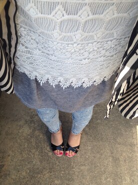 「URBAN RESEARCH ROSSO WOMEN（アーバンリサーチ　ロッソ）のサンダル（サンダル、ブラック系）」を使った、koniさん（レディース・155cm）の春コーディネート