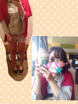 「MARGARET HOWELL（マーガレットハウエル）のSMALL CHECK（シャツ/ブラウス、ブルー系）」を使った、koniさん（レディース・155cm）の夏コーディネート