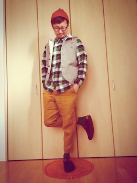 「The Golden Gate Thrifter's（ゴールデン ゲート スリフターズ）のアイテム（ベスト）」を使った、Ryo♪さん（メンズ・172cm）の秋コーディネート