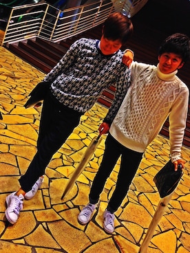 「TOPMAN（トップマン）のアイテム（ニット/セーター）」を使った、やまだみつき。さん（メンズ・173cm）の秋コーディネート