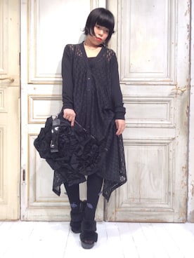 「アイテム（クラッチバッグ）」を使った、fukudaさん（レディース・156cm）の冬コーディネート