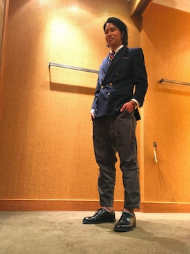 「BEAMS」｜「アイテム（ネクタイ）」を使った、山本 耕大さん（メンズ・171cm）の秋コーディネート