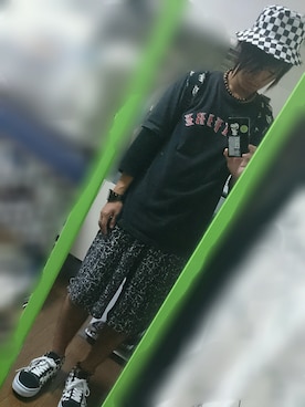 「no brand（ノーブランド）のアイテム（帽子、ホワイト系）」を使った、RxYxOxxxさん（メンズ・168cm）の秋コーディネート