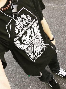 「VANS（バンズ）のアイテム（スニーカー、ブラック系）」を使った、RxYxOxxxさん（メンズ・168cm）の春コーディネート