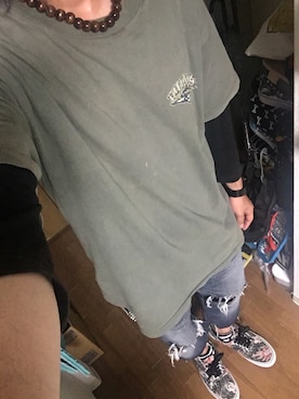 「BILLABONG（ビラボン）のアイテム（Tシャツ/カットソー、グリーン系）」を使った、RxYxOxxxさん（メンズ・168cm）の春コーディネート