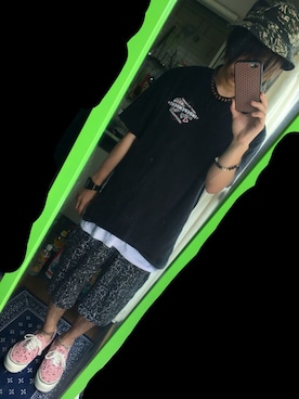 「Tiger camoのアイテム（ハット、ブラック系）」を使った、RxYxOxxxさん（メンズ・168cm）の夏コーディネート