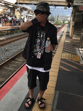 「Tiger camoのアイテム（ハット、ブラック系）」を使った、RxYxOxxxさん（メンズ・168cm）の夏コーディネート