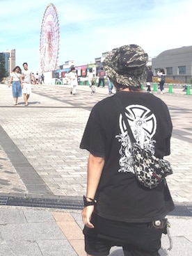 「Tiger camoのアイテム（ハット、ブラック系）」を使った、RxYxOxxxさん（メンズ・168cm）の夏コーディネート