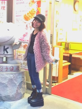 「ピンクコート」｜「アイテム（その他アウター）」を使った、YURIAさん（レディース・156cm）の秋コーディネート