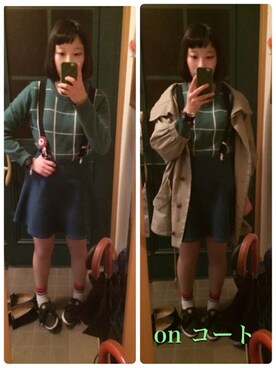 「Another Edition（アナザーエディション）のアイテム（スカート、ブルー系）」を使った、Chiiiさん（レディース・157cm）の春コーディネート