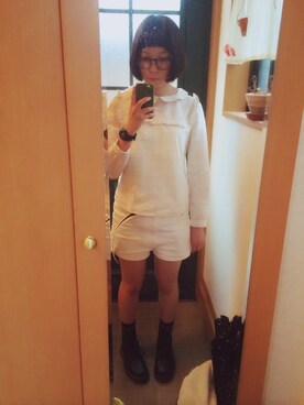 「Dr. Martens（ドクターマーチン）のアイテム（ブーツ、ブラック系）」を使った、Chiiiさん（レディース・157cm）の夏コーディネート