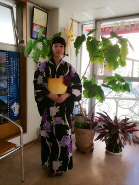 「アイテム（浴衣、ブラック系）」を使った、Chiiiさん（レディース・157cm）の夏コーディネート