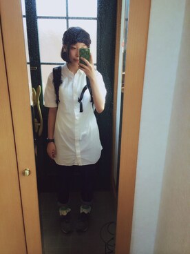 「NEW BALANCE（ニューバランス）のアイテム（スニーカー、グレー系）」を使った、Chiiiさん（レディース・157cm）の夏コーディネート