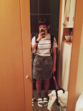 「無印良品（ムジルシリョウヒン）のアイテム（サンダル、ホワイト系）」を使った、Chiiiさん（レディース・157cm）の秋コーディネート