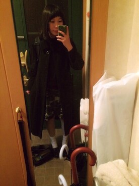 「HELLY HANSEN（ヘリーハンセン）のアイテム（バックパック/リュック、ブラック系）」を使った、Chiiiさん（レディース・157cm）の秋コーディネート