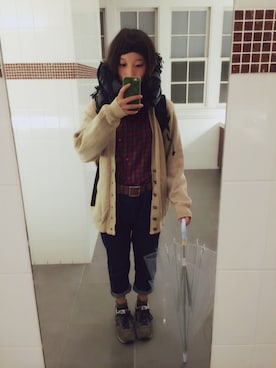 「HELLY HANSEN（ヘリーハンセン）のアイテム（バックパック/リュック、ブラック系）」を使った、Chiiiさん（レディース・157cm）の冬コーディネート