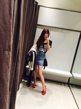 「H&M（エイチ・アンド・エム）のアイテム（ドラムバッグ）」を使った、蝌蚪不分裂さん（レディース・168cm）の夏コーディネート