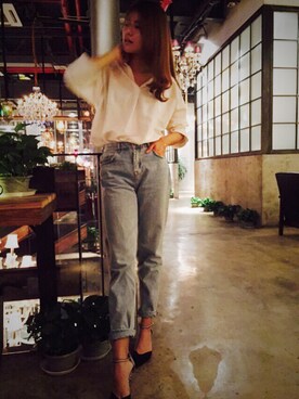 「PULL&BEAR（プルアンドベア）のアイテム（スラックス）」を使った、蝌蚪不分裂さん（レディース・168cm）の秋コーディネート