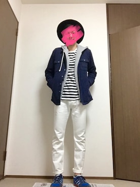 「マリンコーデ」｜「アイテム（その他アウター）」を使った、Delaさん（メンズ・177cm）の春コーディネート