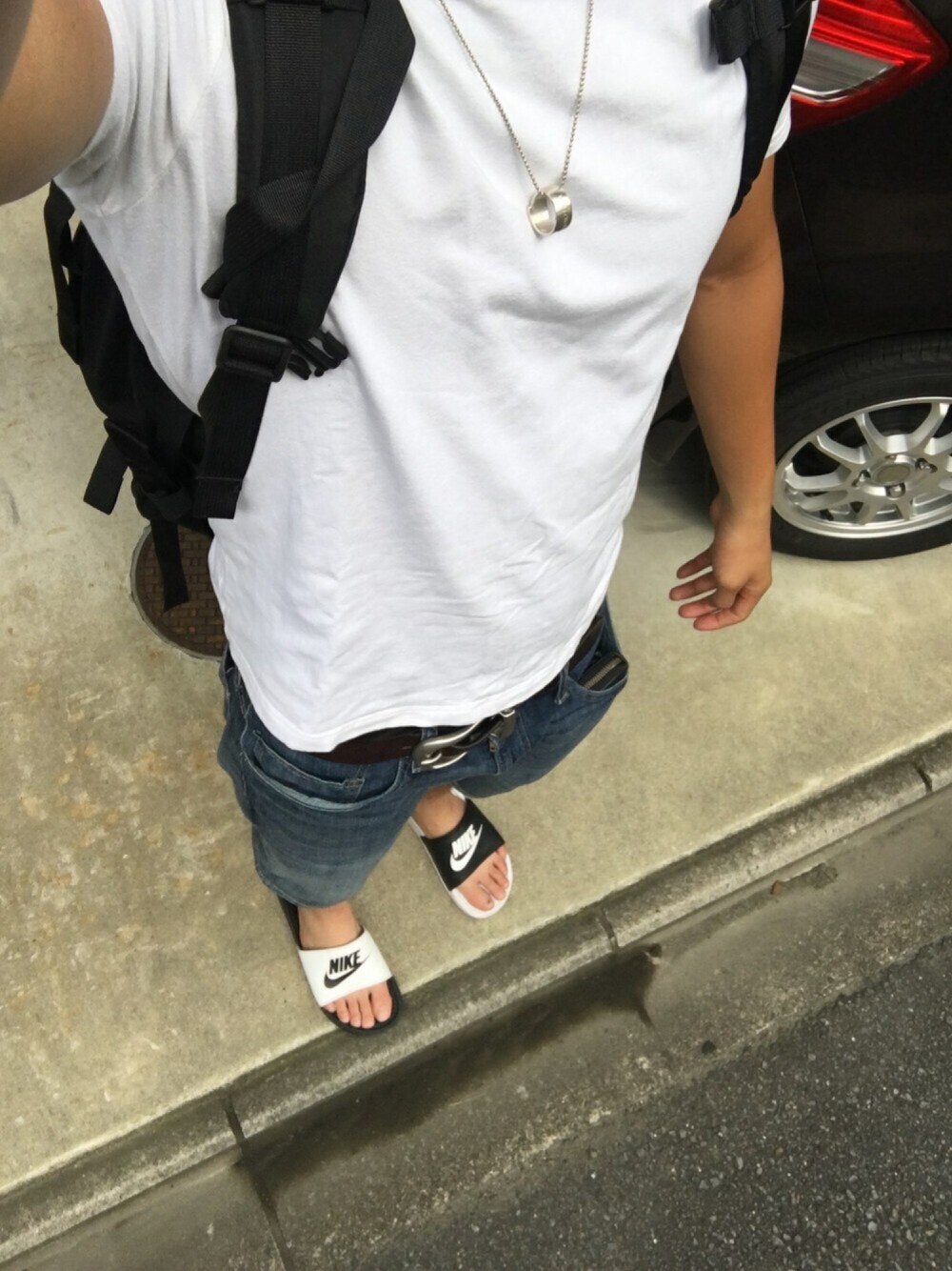 「シンプル、夏コーデ、ドラフトGAP」｜「GAPのアイテム（Tシャツ/カットソー、ホワイト系）」を使った、knskさん（メンズ・175cm）の夏コーディネートの1枚目の写真